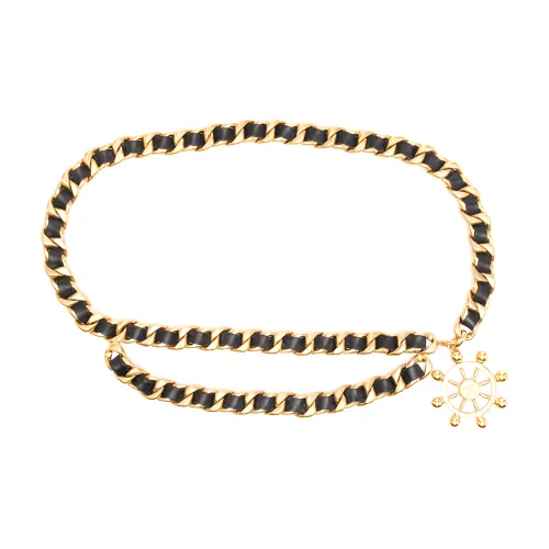 CHANEL Металл, позолоченный, кожа, цепочки для талии, женские