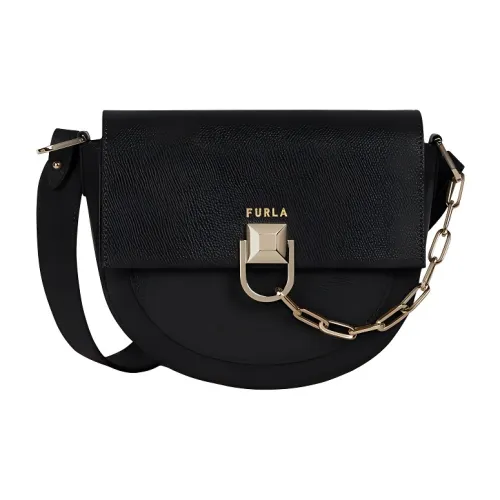 Furla Miss Mimi Collection Коровья кожа Седло Сумка Плечевая сумка Мини Женская Черная