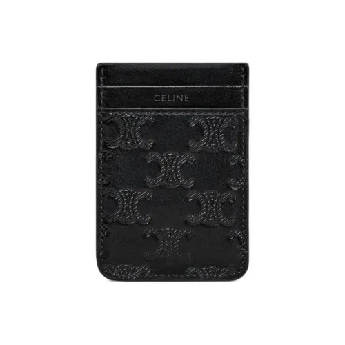 CELINE Телячья кожа Держатель для карт Мужской Черный
