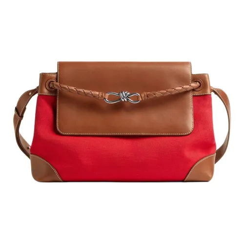 Bottega Veneta Andiamo series Сумка через плечо из льна Мужская Алый с Светло-деревянный