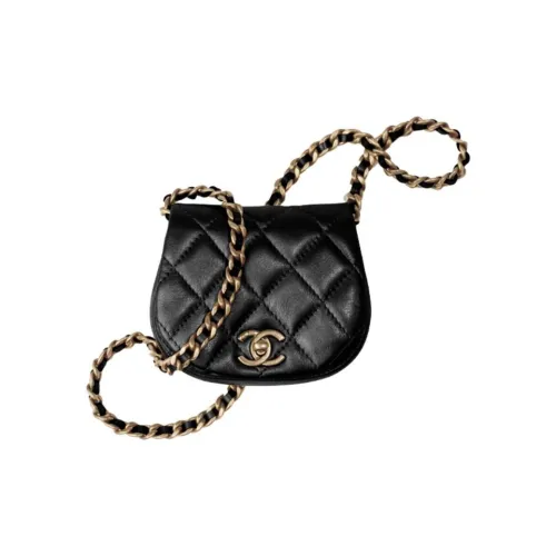 CHANEL Сумка-купол Saddle Сумка через плечо Кошелек для монет Женская Черная
