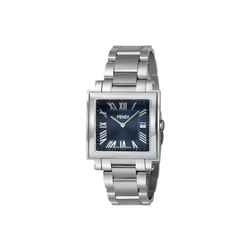 FENDI Мужские часы Кварцевый механизм Ремешок из нержавеющей стали 34 мм Синий циферблат