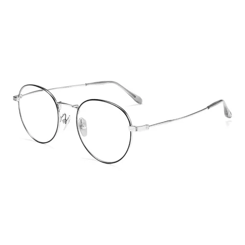 Red Sunset Pure Titanium Round Reading Glasses Women's Silver Black