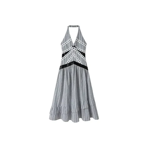 DIDDI MODA Черно-белая клетка Женские Платья без рукавов