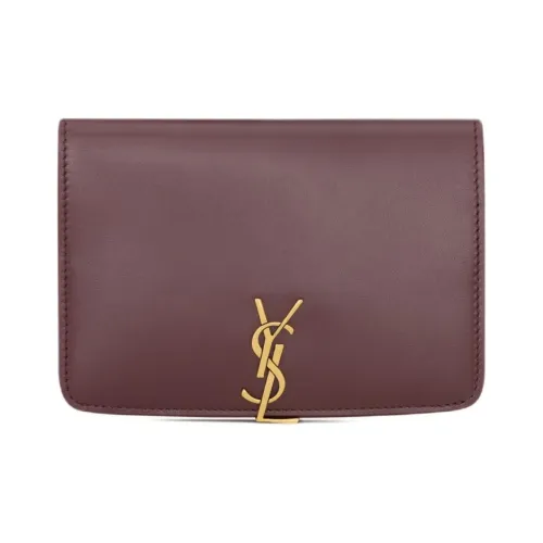 SAINT LAURENT Телячья кожа Держатель для паспорта Женский Каберне Совиньон Красный