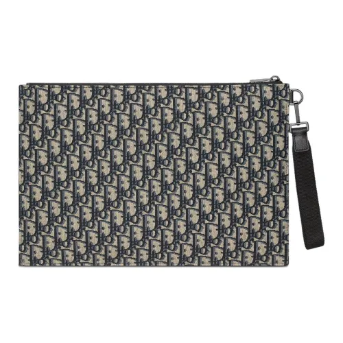 DIOR OBLIQUE Хлопок Клатч Мужской Бежевый и Черный