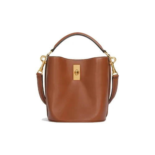 CELINE TEEN BUCKET16 Гладкая Телячья Кожа Ведрообразная Сумка Сумка через плечо Сумка Маленькая Женская Рыжевато-Коричневая