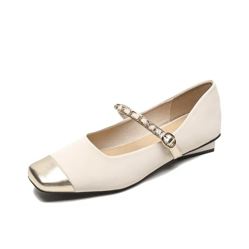 WEISHIBANGWEI Грубый каблук Туфли Мэри Джейн 2CM Женские Абрикос