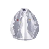 Джинсовый синий, белые полосы.