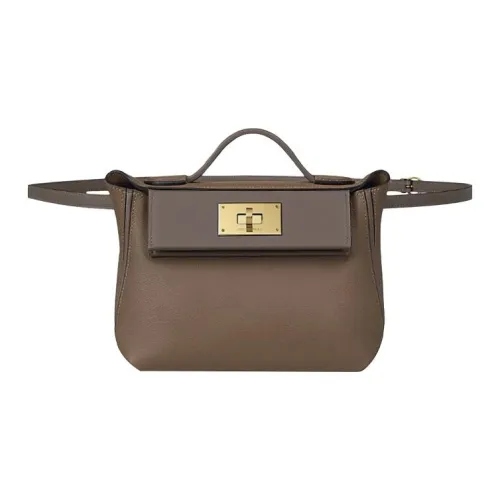 HERMES 24 24 Evercolor Swift Телячья кожа Бананка Сумка через плечо Мини Женская Оловянно-серый