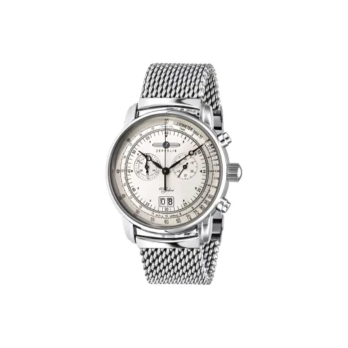 ZEPPELIN Кварцевый механизм Мужские часы 43 мм Серебряный