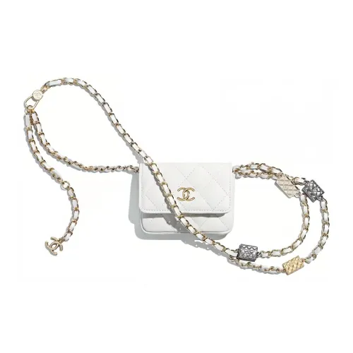 CHANEL 21K Winter Кожа Бананка Мини Женская Белая