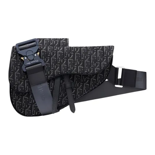 DIOR Седло Кожа Седло Сумка Сумка через плечо Сумка Sling Мужская Серого цвета