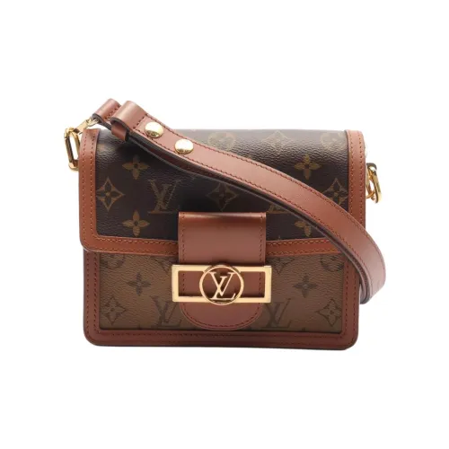 LOUIS VUITTON Dauphine Холст Плечевая Сумка Мини Женская Коричневая