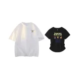 Белый свободный крой + черный, подчеркивающий талию