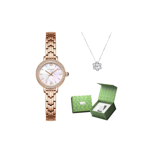 UYICOO Гипсофила Наручные часы Кварцевый механизм Ремешок из нержавеющей стали Черный циферблат Женские часы