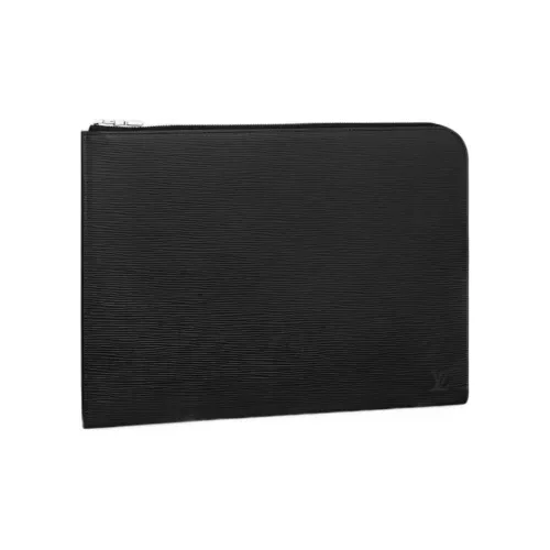 LOUIS VUITTON Клатч из коровьей кожи большой мужской черный