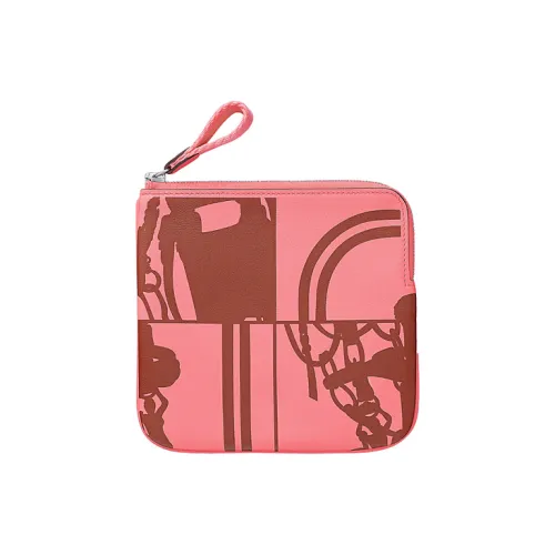 HERMES Carre Pocket Swift Кожа Клатч Женские Лето Розовый Охра Красный