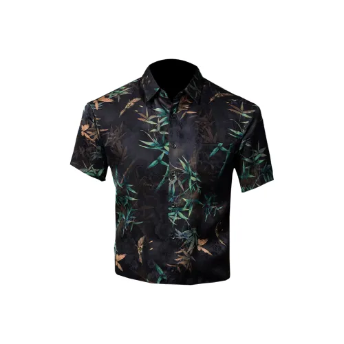 MH Черный Бамбук Лист Мужская Рубашка