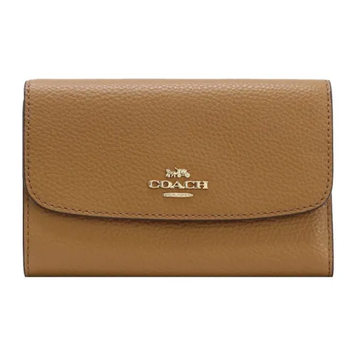 COACH Конверт Кожа Клатч Средний Женские Свет Седло Коричневый