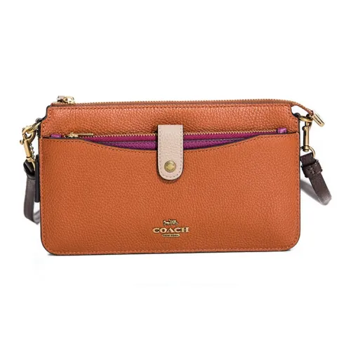 COACH NOA POP Up Корова Кожа Сумка через плечо Маленькая Женская Апельсин