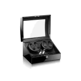 Чёрный цвет рояля + чёрная кожа [4+6 отделений для часов]