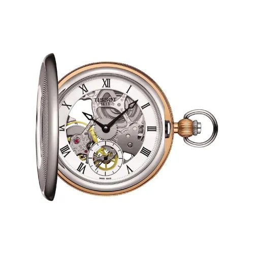 TISSOT Mechanical Механизм Ручной подзарядки Нержавеющая сталь Корпус Карманный Часы 47,5 мм Мужские часы Серебряный