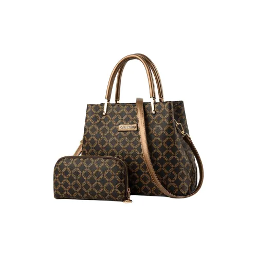 Boniu ПУ (полиуретан) Сумка Стандартная Женская Кофейная и Золотая