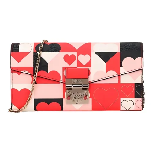 MCM Patricia Visetos VALENTINE Кожа Кошелек Сумка через плечо Большая Женская Красная