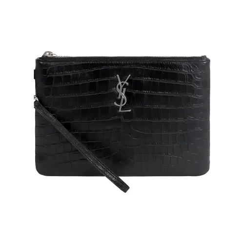 SAINT LAURENT Клатч из коровьей кожи стандартный женский черный