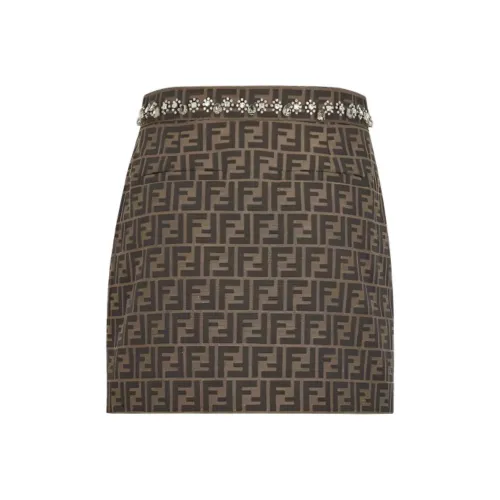FENDI SS24 Повседневные короткие юбки Женские Коричневый