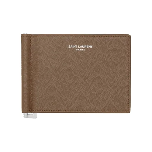 SAINT LAURENT Рельефная тисненая коровья кожа бифолд кошелек мужской цвет Dark Wood