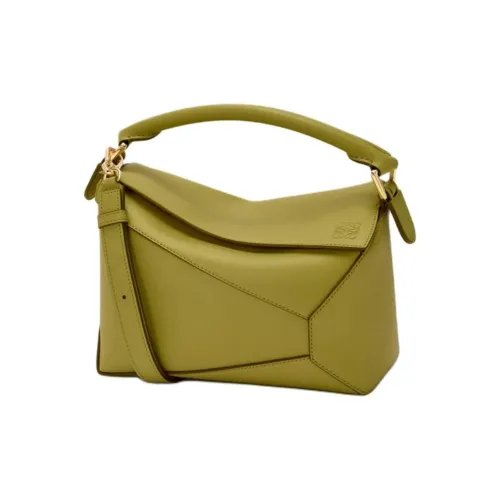 LOEWE Пазл Коровья кожа Одно плечо Сумка Женская Светлый Моховый Зеленый