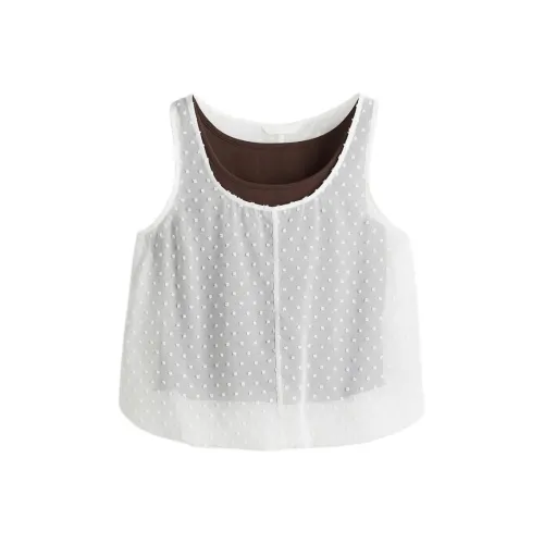 H&M Белый/Темно-кофейный Женские Майки