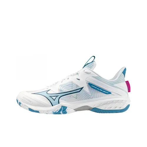 Mizuno Shock Absorbers Slip-Resistant Низкий Топ Бадминтон Обувь Унисекс Белый Синий