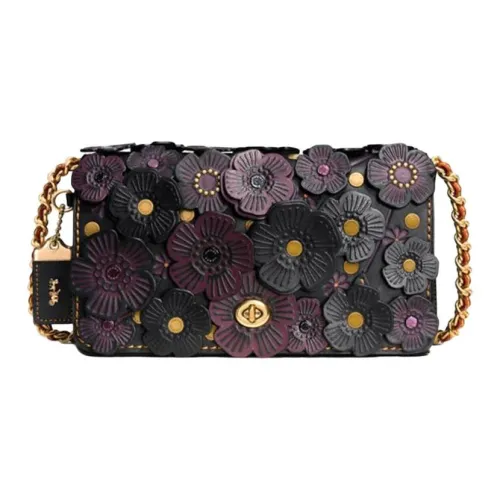 COACH Dinky Кожа Сумка через плечо Женская Черная Фиолетовая