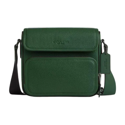 COACH Sullivan Pebble Leather Crossbody Bag Shoulder Bag Small Men's Hunter Green COACH Sullivan Pebble Кожаная Сумка через плечо Сумка на плечо Маленькая Мужская Хантер Зеленый