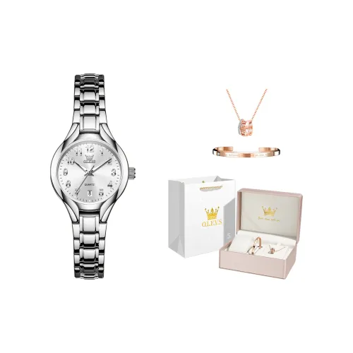 OLEVS Кварцевый механизм нержавеющая сталь ремешок часы женские белый циферблат