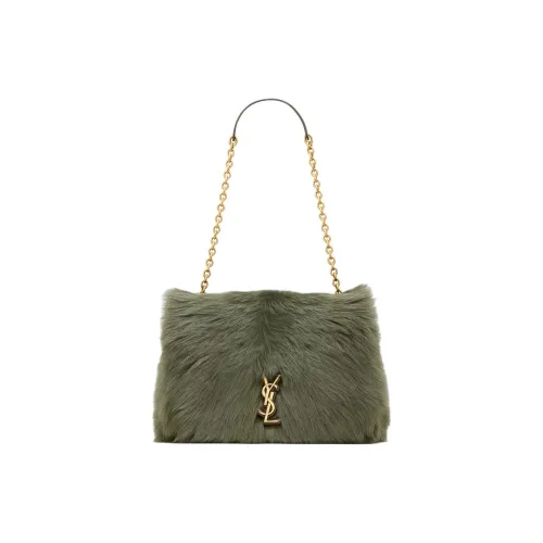 SAINT LAURENT Jamie Шерсть Сумка через плечо Средняя Женская Темно-оливково-зеленый