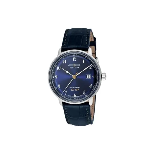 ZEPPELIN Кварцевый механизм Мужские часы Часы 40 мм Синий циферблат Нержавеющая сталь Корпус часов Кожаный ремешок из коровьей кожи