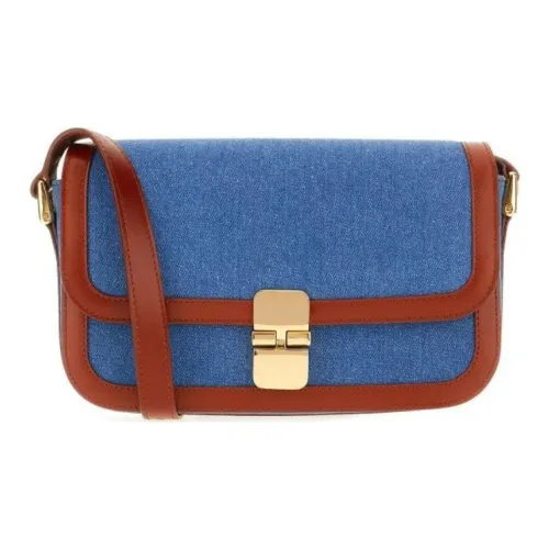 A.P.C Grace Denim с кожаными вставками Сумка через плечо Мини Женская Синяя и Коричневая