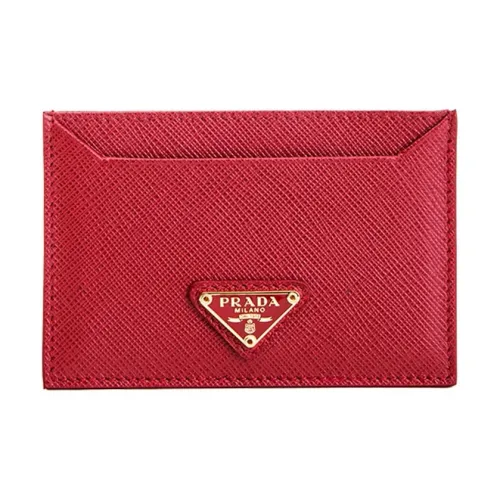 PRADA Держатель для карт из коровьей кожи женский красный