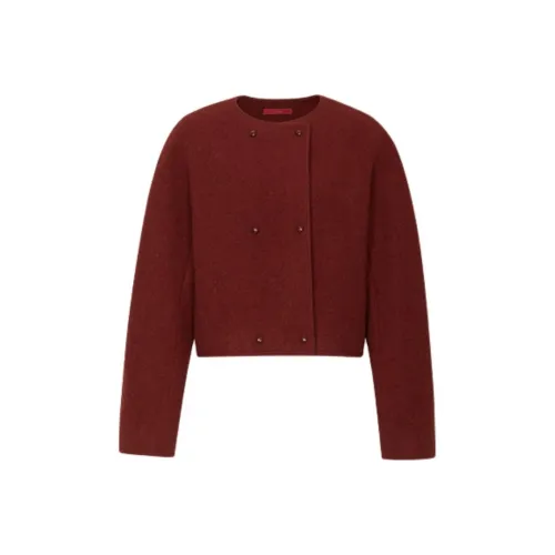 ZHIZHI Новогодний Куртки Пальто Женские Темно-красный Цвет