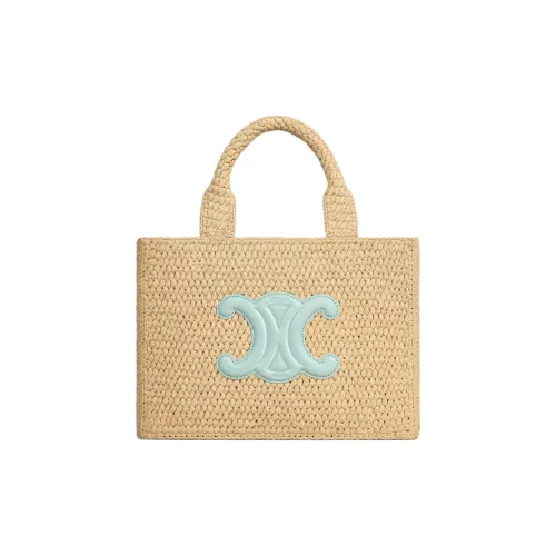 CELINE Cabas Thais Рафия Телячья кожа Комбинированная Сумка-тоут Сумка для покупок Сумка через плечо Маленькая сумка