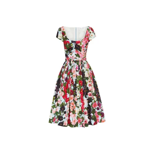 OSCAR DE LA RENTA Короткое платье с короткими рукавами женское многоцветное