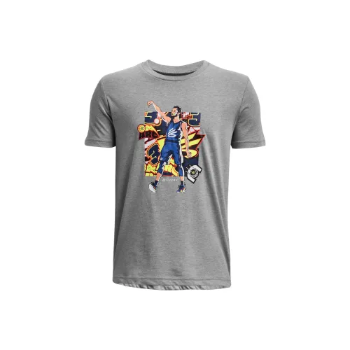 Under Armour T-рубашка детская одежда Curry MULTI с анимационным принтом короткий рукав серый цвет детский