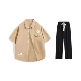 Хаки + Черный Повседневные Штаны