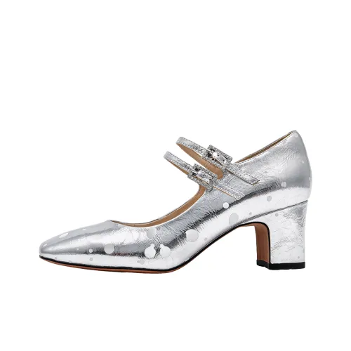 SHOESZOOO Mary Jane Shoes Starry Sky White Silver Women's