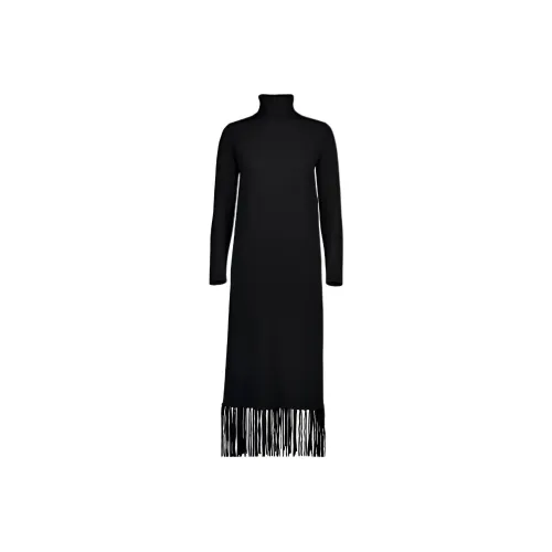 ALLUDE Черное Женское Длинное Платье с Рукавами