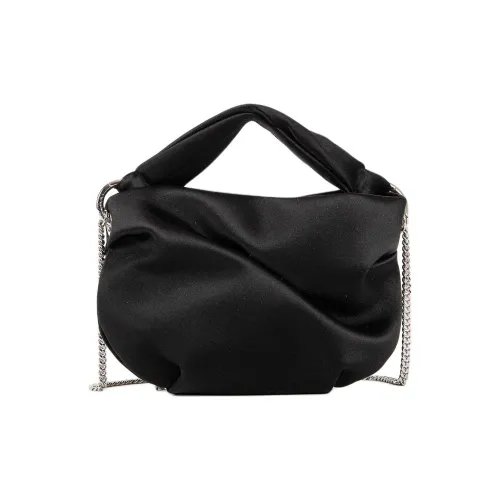 Jimmy Choo Satin Ткань Плечевая Сумка Сумка Женская Черная